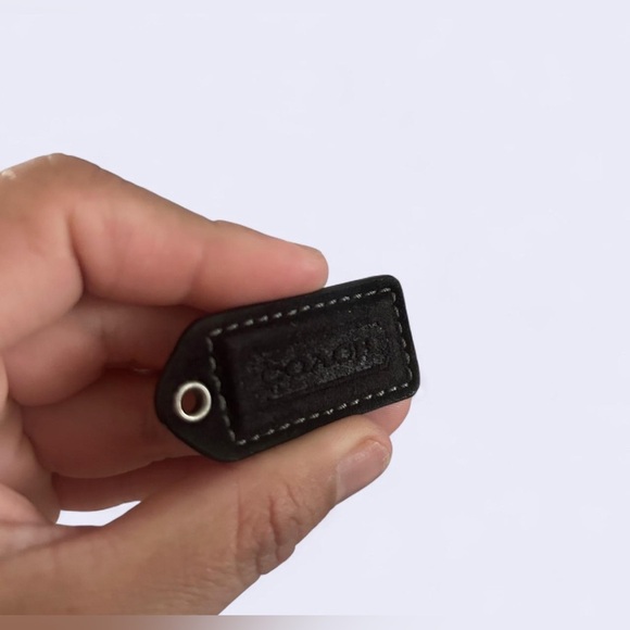 Coach Black Leather & Suede Bag Tag - Picture 1 of 3